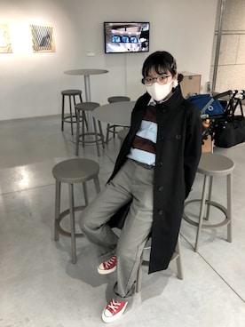 「チャックテイラー」｜「アイテム（その他アウター）」を使った、フさん（レディース・153cm）の冬コーディネート