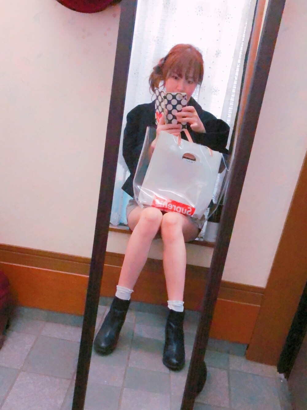 「カジュアル、大人カジュアル、クリアバッグ、春コーデ、春バッグ」｜「GUILD PRIMEのアイテム（バッグ、その他）」を使った、joeさん（レディース・159cm）の春コーディネートの1枚目の写真