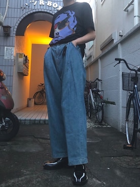 「LONELY/論理（ロンリー）のアイテム（トップス）」を使った、因果さん（メンズ・182cm）の夏コーディネート