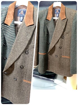 「切り替えジャケットのアイテム（テーラードジャケット、ブラウン系）」を使った、べポさん（メンズ・175cm）の春コーディネート