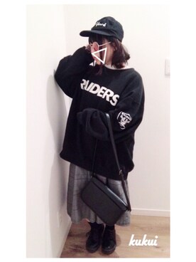 「RAGEBLUE（レイジブルー）のビンテージライクショルダーバッグ/806337（ショルダーバッグ、ブラック系）」を使った、くくいさん（レディース・146cm）の春コーディネート