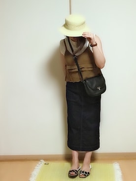 「ニコアンド」｜「アイテム（キャミソール）」を使った、えりさん（レディース・158cm）の夏コーディネート