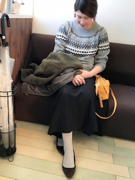 「To b. by agnes b.（トゥービーバイアニエスベー）のアイテム（ショルダーバッグ）」を使った、えりさん（レディース・158cm）の冬コーディネート