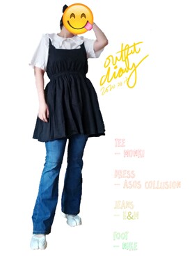 「MONKI（モンキ）のアイテム（Tシャツ/カットソー）」を使った、chinさん（レディース・165cm）の夏コーディネート