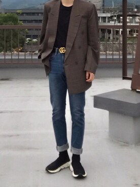 「BALENCIAGA（バレンシアガ）のアイテム（その他シューズ）」を使った、ひかるさん（メンズ・167cm）の秋コーディネート