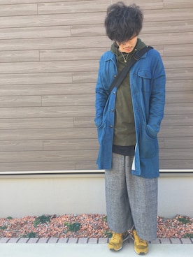 「And A（アンドエー）のアイテム（トレンチコート）」を使った、HARUさん（メンズ・169cm）の冬コーディネート
