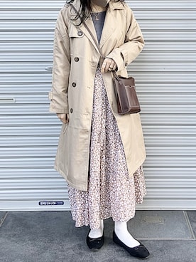 「AS KNOW AS PINKY（アズノゥアズピンキー）のアイテム（トレンチコート）」を使った、153kgさん（レディース・153cm）の春コーディネート