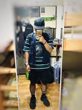 「CACO（カコ）のアイテム（帽子）」を使った、Old wuさん（メンズ・173cm）の秋コーディネート