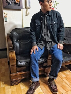 「PULL&BEAR（プルアンドベア）のアイテム（デニムパンツ）」を使った、Old wuさん（メンズ・173cm）の春コーディネート