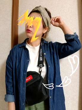 「ニコアンド」｜「アイテム（シャツワンピース）」を使った、まろﾝさん（レディース・156cm）の夏コーディネート