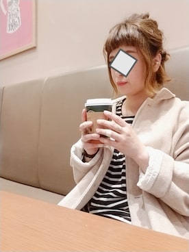 「サマンサモスモス」｜「アイテム（ステンカラーコート）」を使った、まろﾝさん（レディース・156cm）の冬コーディネート