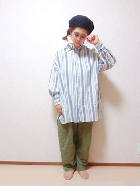 「レプシィム(LEPSIM)」｜「アイテム（ハンチング/ベレー帽）」を使った、まろﾝさん（レディース・156cm）の夏コーディネート