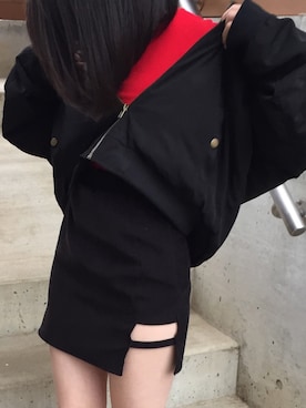 「tiptop（ティップトップ）のアイテム（MA-1）」を使った、みさん（レディース・147cm）の春コーディネート