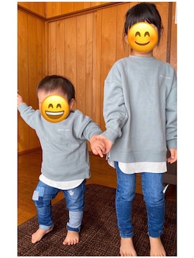 「お揃いコーデ」｜「アイテム（スウェット）」を使った、bokuchin☺︎Kidsさん（キッズ・80cm）の冬コーディネート