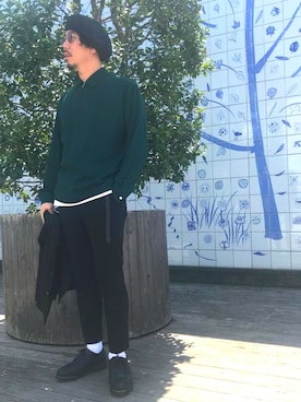 「tk.TAKEO KIKUCHI（ティーケータケオキクチ）のアイテム（スラックス）」を使った、tk.TAKEO KIKUCHI 博多阪急店 スタッフさん（メンズ・175cm）の秋コーディネート