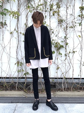 「tk.TAKEO KIKUCHI（ティーケータケオキクチ）のアイテム（シューズ）」を使った、tk.TAKEO KIKUCHI 博多阪急店 スタッフさん（メンズ・182cm）の春コーディネート