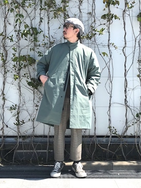 「tk.TAKEO KIKUCHI（ティーケータケオキクチ）のアイテム（モッズコート）」を使った、tk.TAKEO KIKUCHI 博多阪急店 スタッフさん（メンズ・175cm）の春コーディネート
