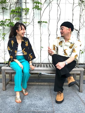 「ヒゲメガネ」｜tk.TAKEO KIKUCHI 博多阪急店 スタッフさん（メンズ・175cm）の夏コーディネート