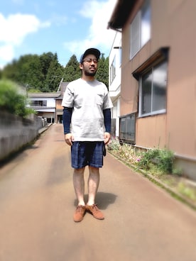 「Lui's（ルイス）のアイテム（キャップ）」を使った、ta2ya-wさん（メンズ・166cm）の夏コーディネート