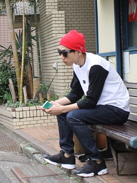 「Burner（バーナー）のアイテム（帽子）」を使った、THE STRAITさん（メンズ・175cm）の春コーディネート