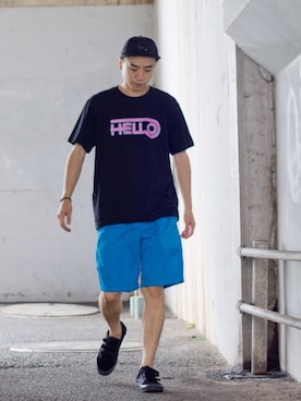 「Burner（バーナー）のアイテム（帽子）」を使った、THE STRAITさん（メンズ・175cm）の夏コーディネート