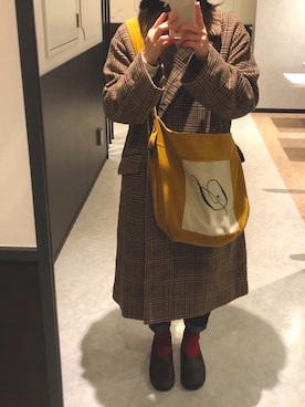 「ehka sopo（エヘカソポ）のアイテム（チェスターコート）」を使った、ふとまきさん（レディース・155cm）の冬コーディネート