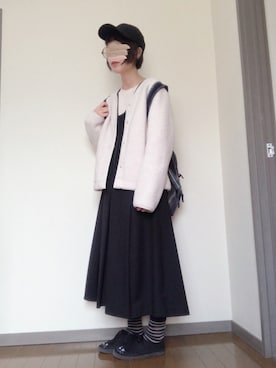 「アイテム（福袋/福箱、ブラック系）」を使った、ふとまきさん（レディース・155cm）の春コーディネート