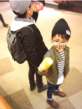 「パーカー×シャツ」｜「アイテム（ジャケット/アウター）」を使った、ah.t.さん（キッズ・130cm）の冬コーディネート