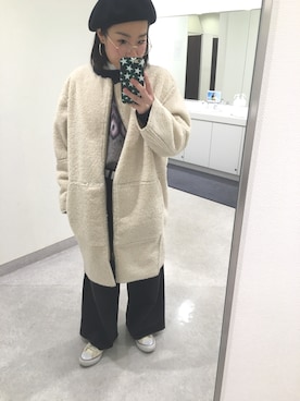 「Another Edition（アナザーエディション）のアイテム（ノーカラージャケット）」を使った、hirokakiさん（レディース・152cm）の冬コーディネート