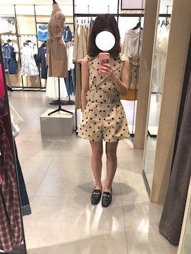 「アイテム（つなぎ/オールインワン、ベージュ系）」を使った、nnnanakoさん（レディース・155cm）の夏コーディネート
