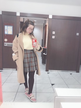 「Mila Owen（ミラオーウェン）のアイテム（ノーカラージャケット）」を使った、はるびんぬさん（レディース・149cm）の冬コーディネート