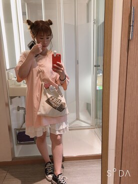 「Katie（ケイティ）のアイテム（バッグ）」を使った、はるびんぬさん（レディース・149cm）の夏コーディネート