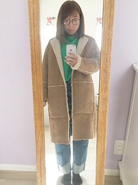 「ローリーズファーム(LOWRYS FARM)」｜「アイテム（ムートンコート）」を使った、oki⋆さん（レディース・148cm）の冬コーディネート
