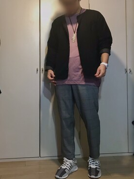 「BEAMS」｜「アイテム（ノーカラージャケット）」を使った、naさん（メンズ・173cm）の秋コーディネート