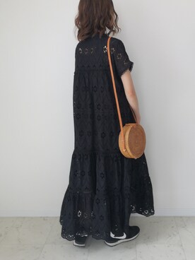 「KOH.style（コースタイル）の総レースティアードワンピース（ワンピース）」を使った、HALさん（レディース・162cm）の夏コーディネート