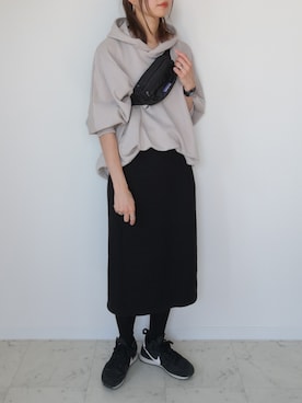 「UNIQLO（ユニクロ）のボアスウェットスカート（スカート）」を使った、HALさん（レディース・162cm）の秋コーディネート