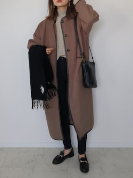 「LIPSTAR（リップスター）のマシンウォッシャブルケーブルハイネックニット/モックネック（ニット/セーター）」を使った、HALさん（レディース・162cm）の秋コーディネート