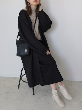 「LIPSTAR（リップスター）のマシンウォッシャブルケーブルハイネックニット/モックネック（ニット/セーター）」を使った、HALさん（レディース・162cm）の秋コーディネート