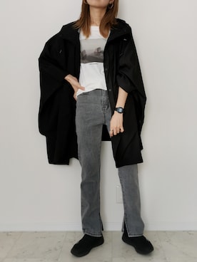 「グラフィックＴ」｜「アイテム（その他アウター）」を使った、HALさん（レディース・162cm）の春コーディネート