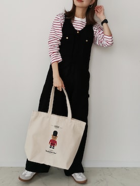 「ジャーマントレーナー」｜「アイテム（サロペット/オーバーオール）」を使った、HALさん（レディース・162cm）の春コーディネート