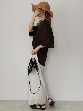 「SETUP7（セットアップセブン）のアイテム（帽子）」を使った、HALさん（レディース・162cm）の春コーディネート