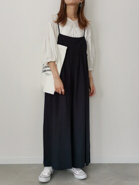 「キャミワンピース」｜「アイテム（サロペット/オーバーオール）」を使った、HALさん（レディース・162cm）の夏コーディネート