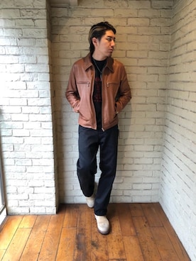 「ルード」｜「アイテム（ライダースジャケット）」を使った、YUTOさん（メンズ・172cm）の秋コーディネート