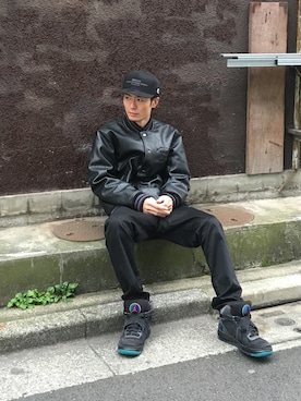 「ナイキスニーカー」｜「アイテム（スタジャン）」を使った、まっつんさん（メンズ・173cm）の冬コーディネート