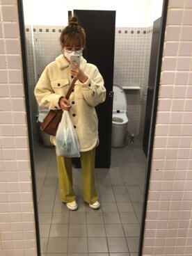 「ピスタチオ」｜「アイテム（ブルゾン）」を使った、鮭（さけ）さん（レディース・154cm）の冬コーディネート