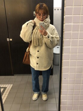 「MERLOT（メルロー）のアイテム（ブルゾン）」を使った、鮭（さけ）さん（レディース・154cm）の冬コーディネート