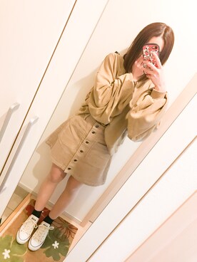 「アイテム（その他トップス、ブラウン系）」を使った、ЯIIIINAさん（レディース・155cm）の冬コーディネート