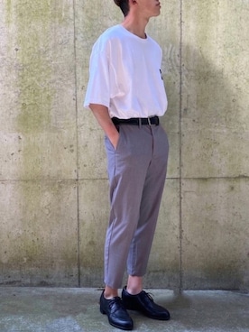 「GU（ジーユー）のアイテム（スラックス）」を使った、おのさん（メンズ・174cm）の夏コーディネート