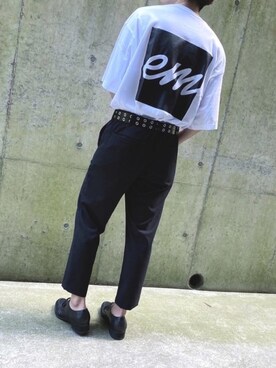 「GU（ジーユー）のアイテム（スラックス）」を使った、おのさん（メンズ・174cm）の春コーディネート