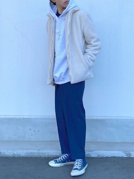 「LOOPのアイテム（トップス）」を使った、おのさん（メンズ・175cm）の冬コーディネート